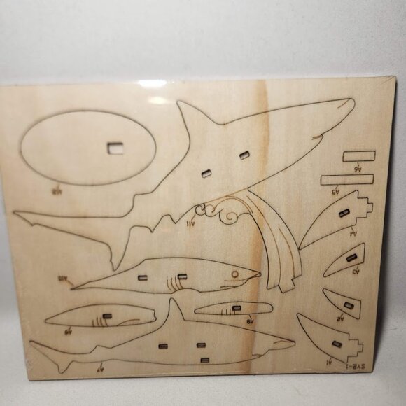 NEW 3D Wooden Shark Puzzle Sea Animal Model Kit STEM Crafts DIY Brain Teaser - Picture 6 of 7
